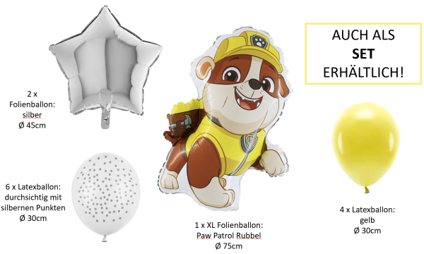 XXL Folienballon Figur - Paw Patrol: Rubbel - ø 75cm